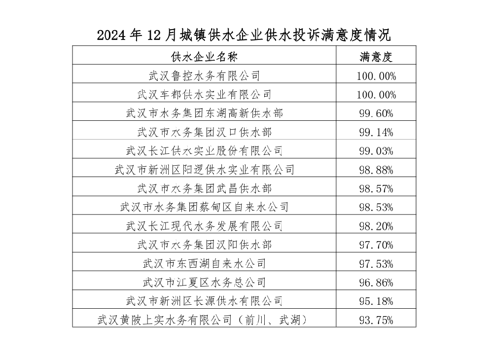 【武漢魯控】以100%滿意度位列榜首！