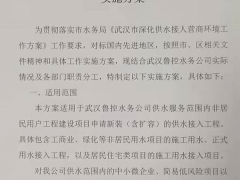 武漢魯控水務(wù)關(guān)于進(jìn)一步優(yōu)化供水接入營商環(huán)境